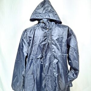 Lightweight Navy Blue Packable Hooded Trench Coat NWOT